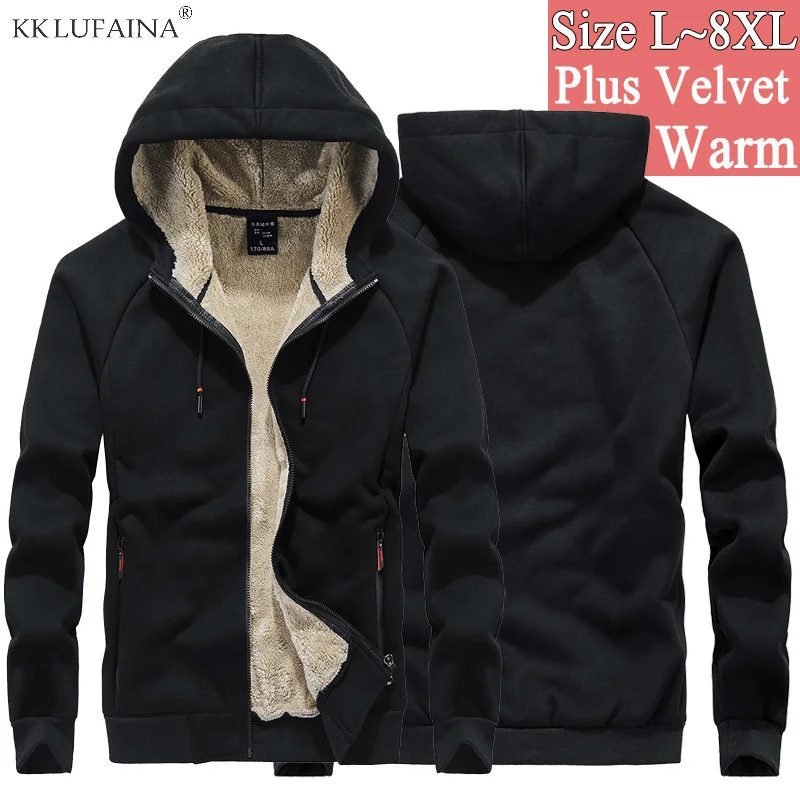 

Men's Cotton Winter Super Warm Coats Thicken fleece streetwear Hoodies Sweatshirts Men wool Jacket Sportswear Sudadera 8XL size