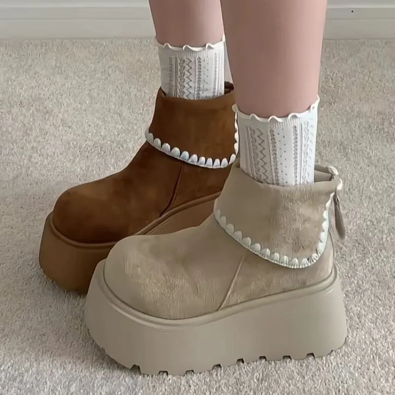 أحذية نسائية بكعب منصة على الطراز البريطاني ونعل سميك لزيادة الارتفاع أحذية تشيلسي غير رسمية لملابس الخريف والشتاء غير الرسمية #4