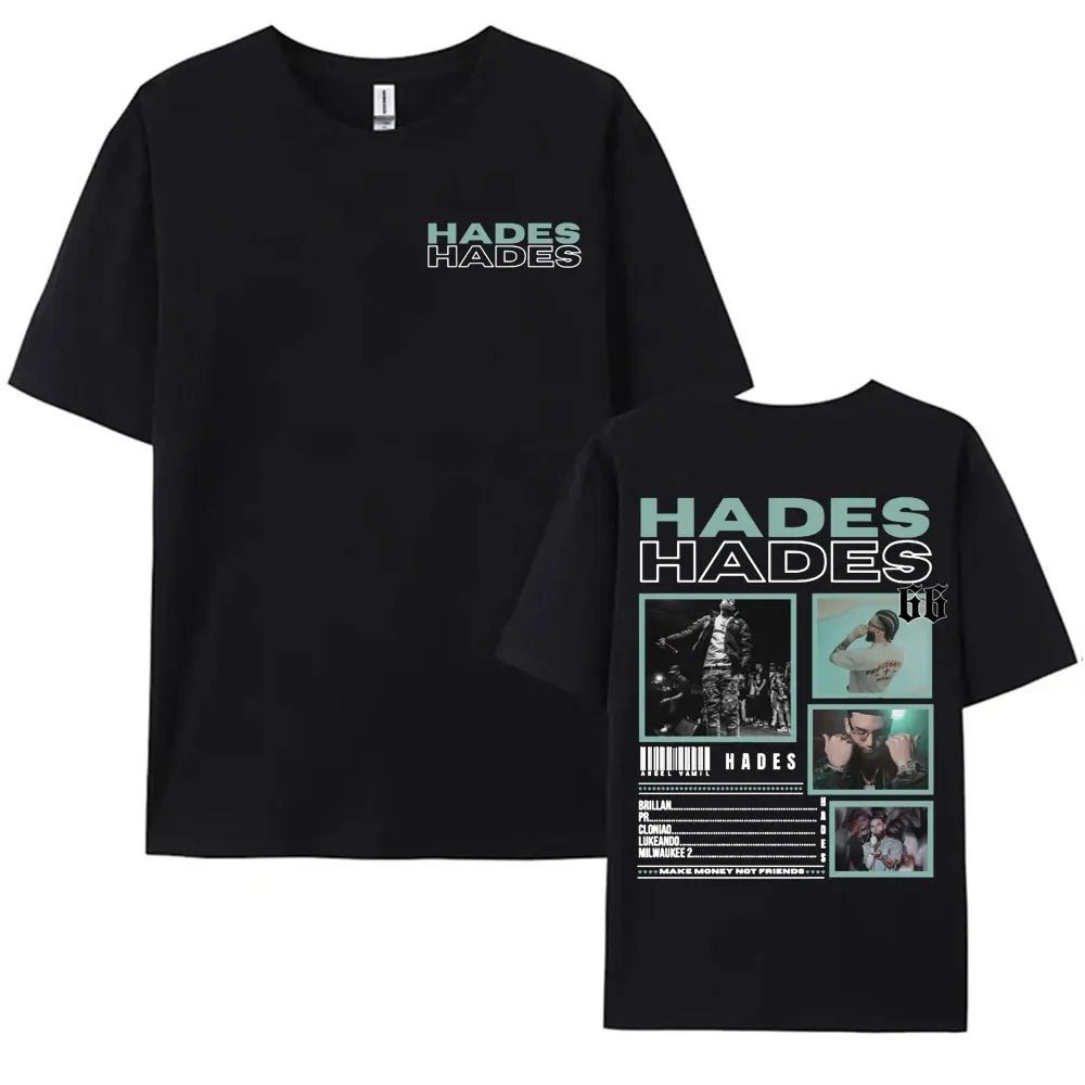 Rapper Hades 66 Make Money Not Friends Album Double Sided T Shirts Men Women's Fashion Hip Hop Punk Oversized T-shirt Streetwear