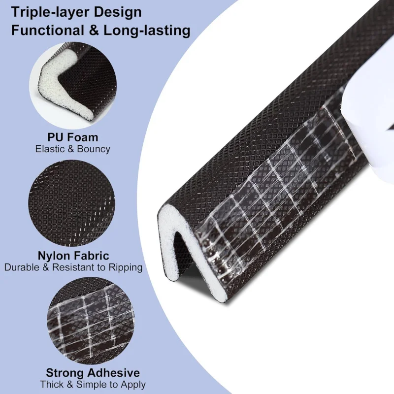 شريط عازل ذاتي اللصق على شكل حرف V، 236.4 لتر × 0.45 ساعة، باب سدادة مسودة السير الوقائي، فجوات النافذة - مقاوم للغبار، عازل للصوت #3