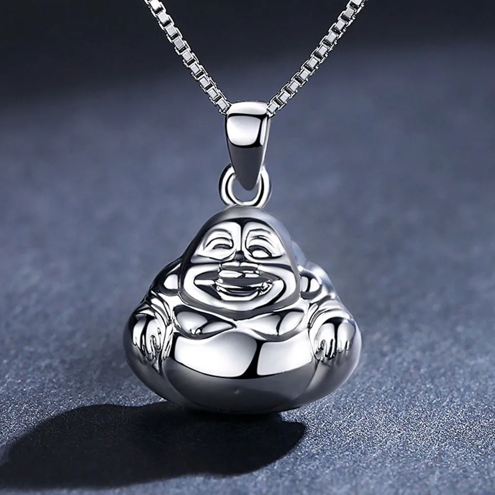 

Real Pure Platinum 950 Men Women Gift Lucky Smiling Big Belly Buddha Pendant 2-2.1g PT950