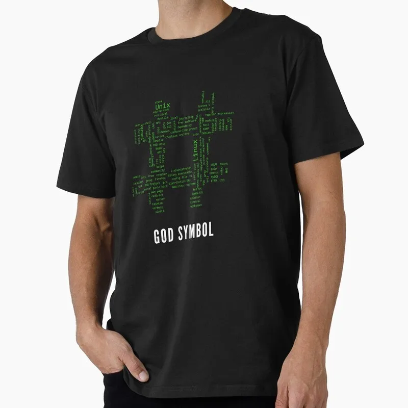God Symbol - Linux_Unix root symbol Graphic T‑Shirt Casual Short Sleeve Tees Geek IT Developer Fan Gift Tops S-6XL
