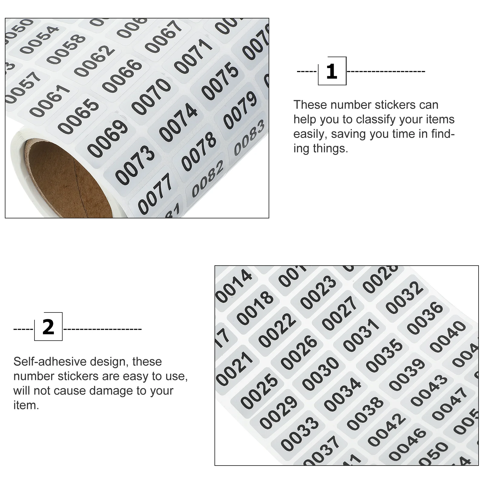 

1 Roll Multi-Use Number Labels Self-Adhesive Sticker Numbers for School Office Home Organization Inventory Tracking Convenient