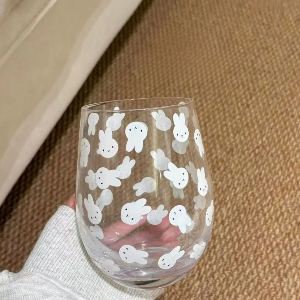 لطيف ميفي أرنب كبير البطن كوب زجاجي أرنب نمط الإفطار كوب عصير الحليب الكرتون عالية المظهر أزياء رائعة #4