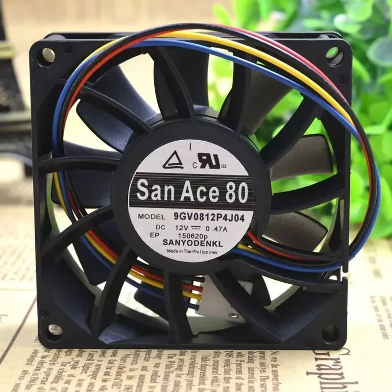 for Sanyo 9GV0812P4J04 8025 12V 0.47A 8CM Ball Bearing 4 Wire Chassis Fan Large Air Volume Cooling Fan