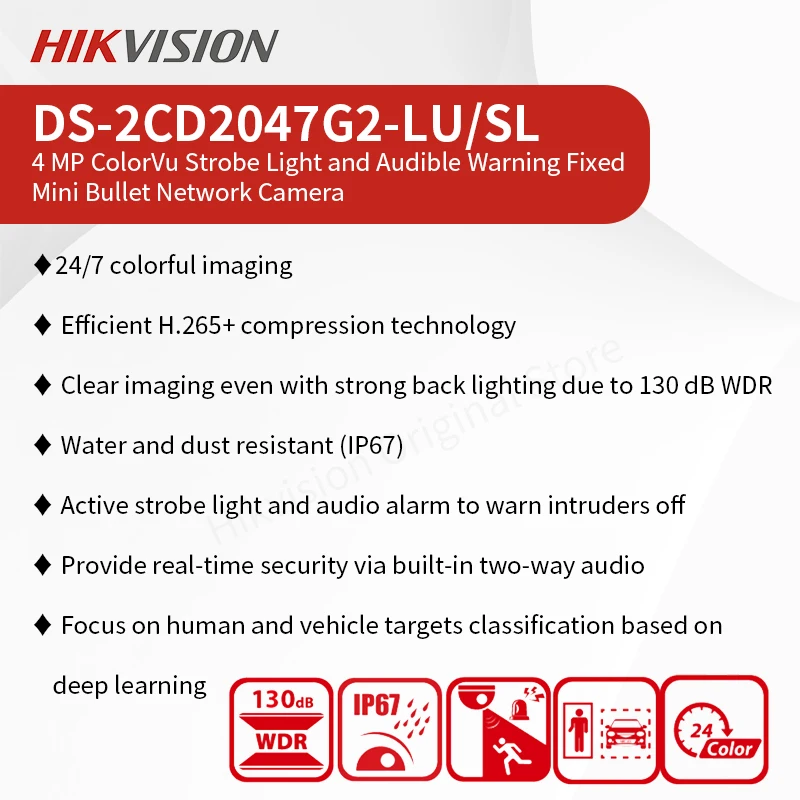 Imagem -02 - Hikvision 4mp Colorvu Câmera de Rede Externa em Dois Sentidos Talk Cctv Luz e Aviso Sonoro Proteção de Segurança Ds2cd2047g2-lu sl