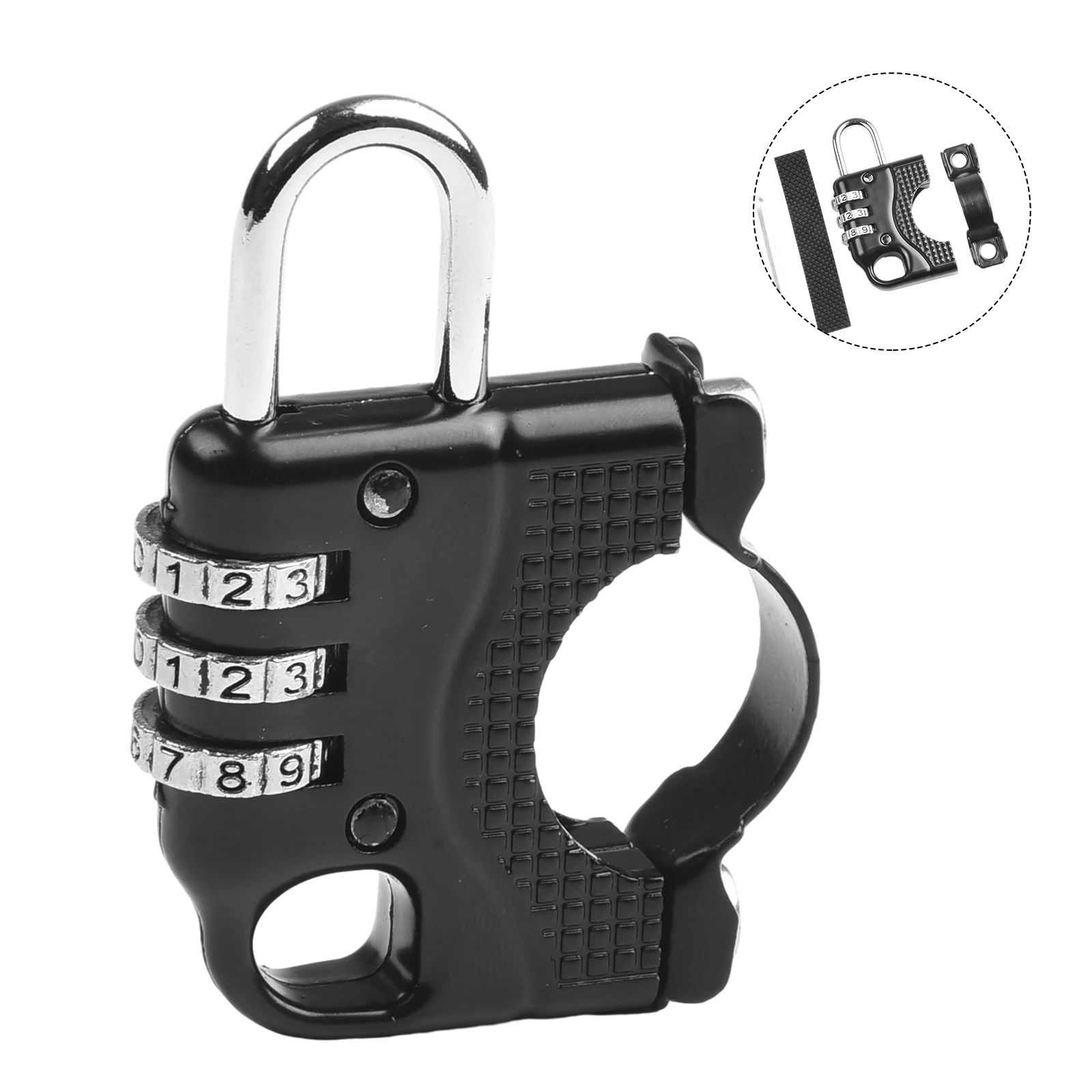 1pc Helmet Lock 3 Digit Password Motorcycle Bicycle Lock Anti-theft Scooter Helmet Lock Parts For 2.2-2.8cm Handlebar Diameter