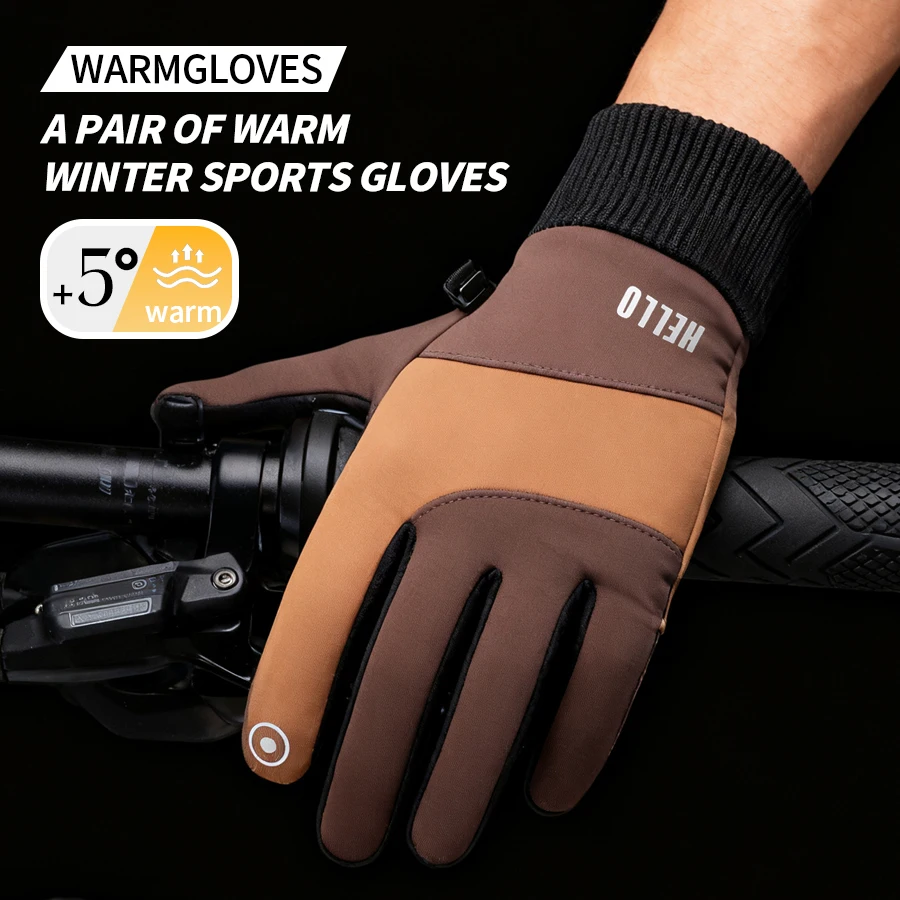 Neue Herren-Wärmehandschuhe mit Fleecefutter, verdickt, winddicht, wasserdicht, Touchscreen, Fahren und Outdoor-Radfahren G