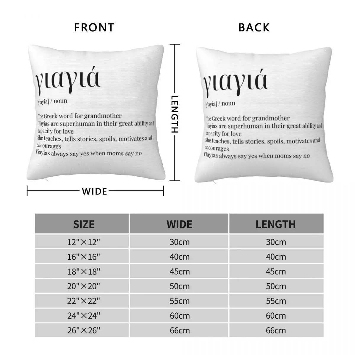 Greek Yiayia Definition Grandmother Square Pillowcase Polyester Linen Velvet Printed Decor Throw Pillow Case Home Cushion Cover