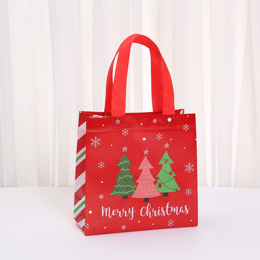 حقيبة عيد الميلاد المطبوعة صديقة للبيئة قابلة للطي هدية حقيبة التخزين حقيبة تسوق مقاومة للماء عملية للتسوق تخزين الملابس