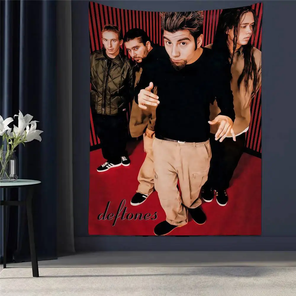 

Retro Band Deftones Anime Tapestry Hippie Flower Wall Carpets Dorm Decor Wall Hanging Home Decor