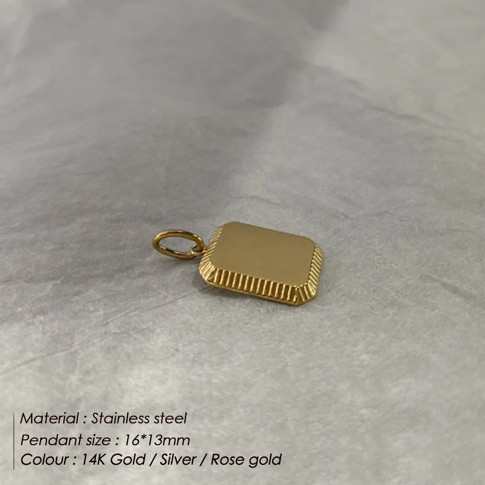eManco Square Tags Cards Charm Pendant Man DIY Necklace&Pendants Stainless Steel Fashion Keychain Women Jewelry