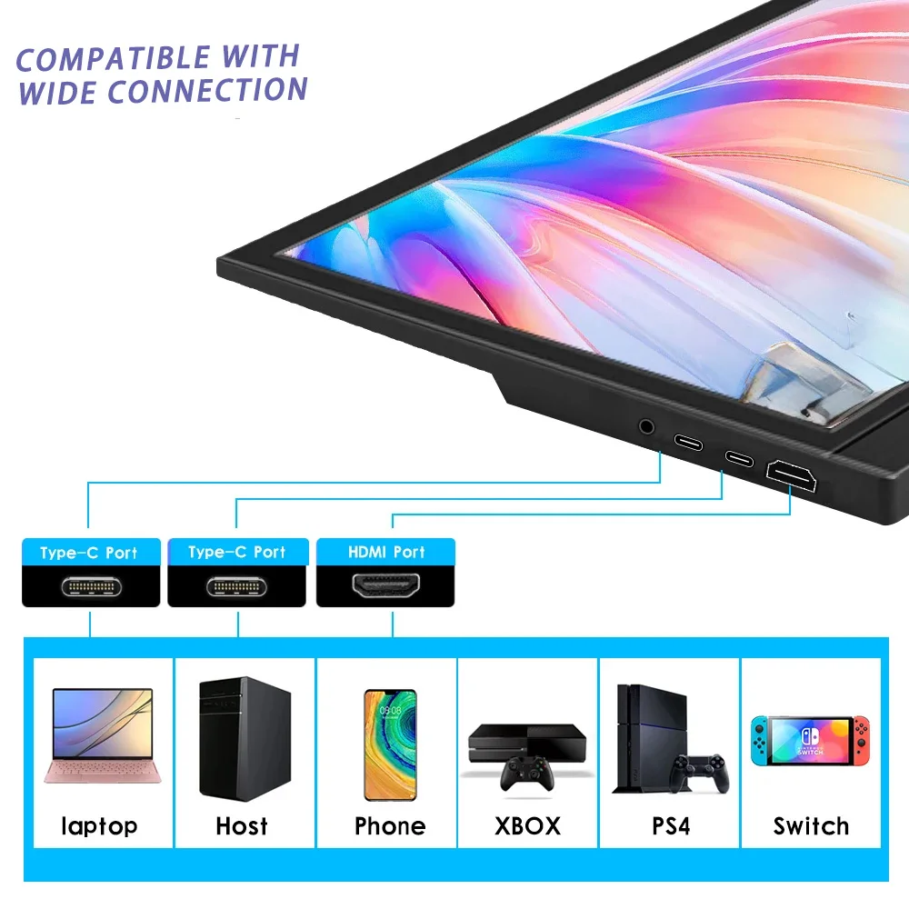 Imagem -03 - Polegada Monitor Portátil 1366*768 60hz Touchscreen Monitor Hdmi Porta Monitor de Viagem Display Lcd para Raspberry pi Ps3 Ps4 Xbox 11.6