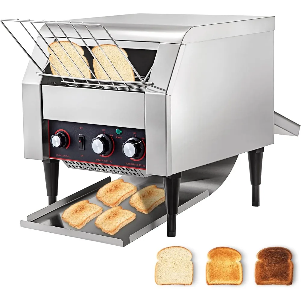 

300 Slices/Hour Commercial Conveyor Toaster,2200W Stainless Steel Heavy Duty Industrial Toasters w/ Double Heating Tubes