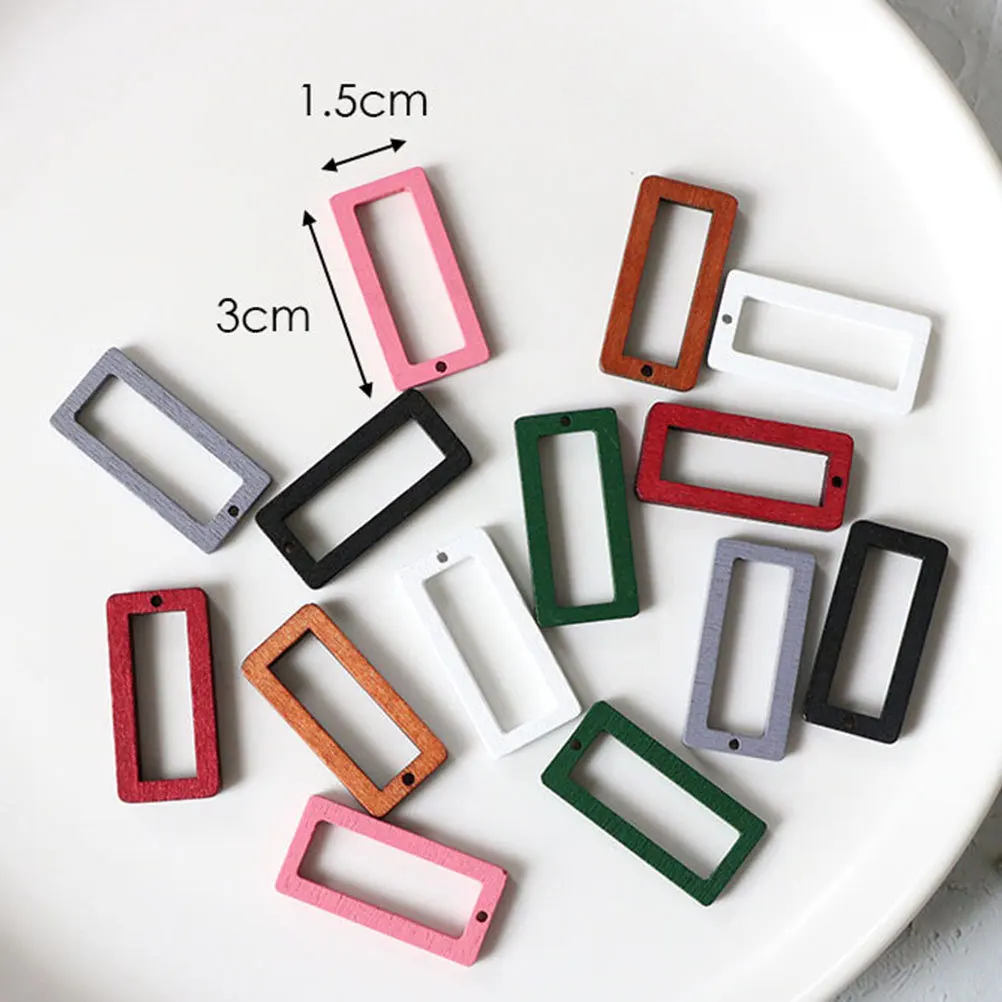 50pcs Wooden Earring Pendants Pre-Drilled Hollow Geometric Diy Drop Accessories For Jewelry Making Craft Wooden Pendant Charm