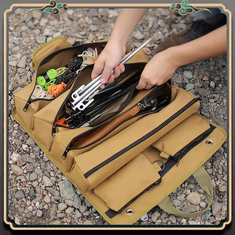 

Camping Storage Bag Multi-Purpose Roll Up Tool Bags Outdoor Tent Peg Carrier Pack Collapsible Storage Pouch