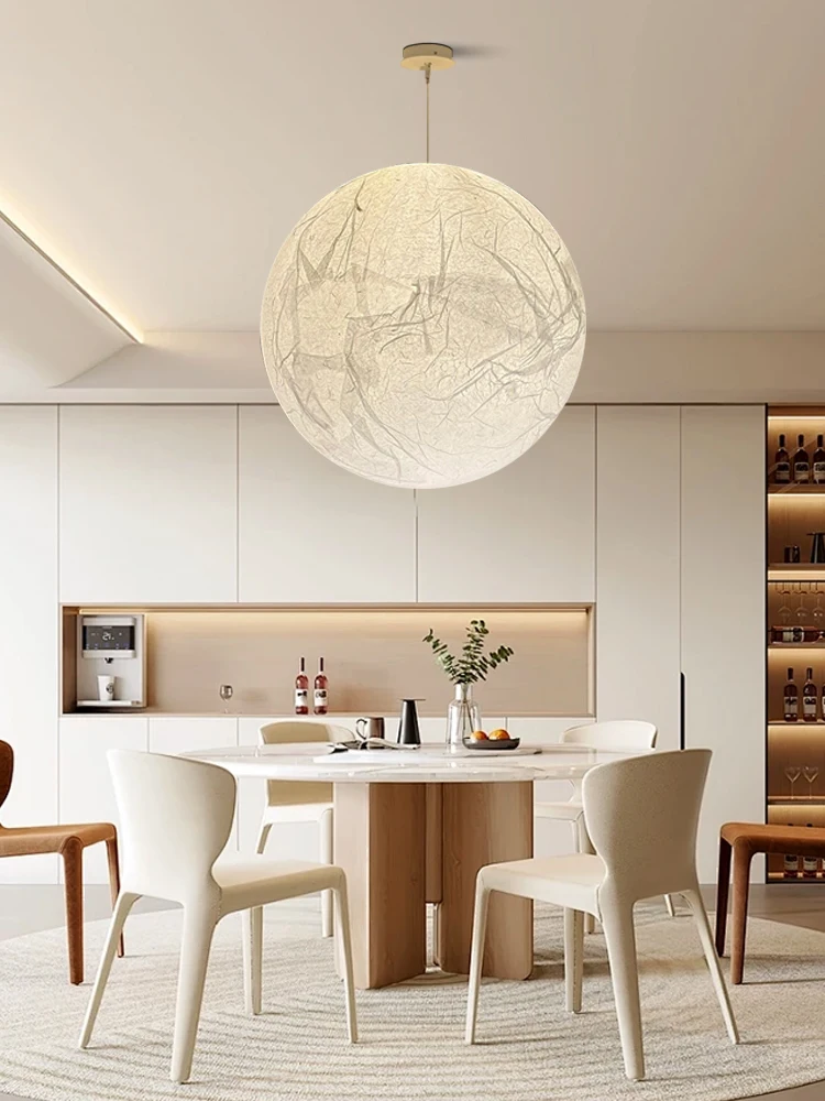 Creative Led Spherical Paper Chandeliers Nordic Minimalist Dining Room Decoration Cafe Kitchen Bedroom Sphere Light Fixture
