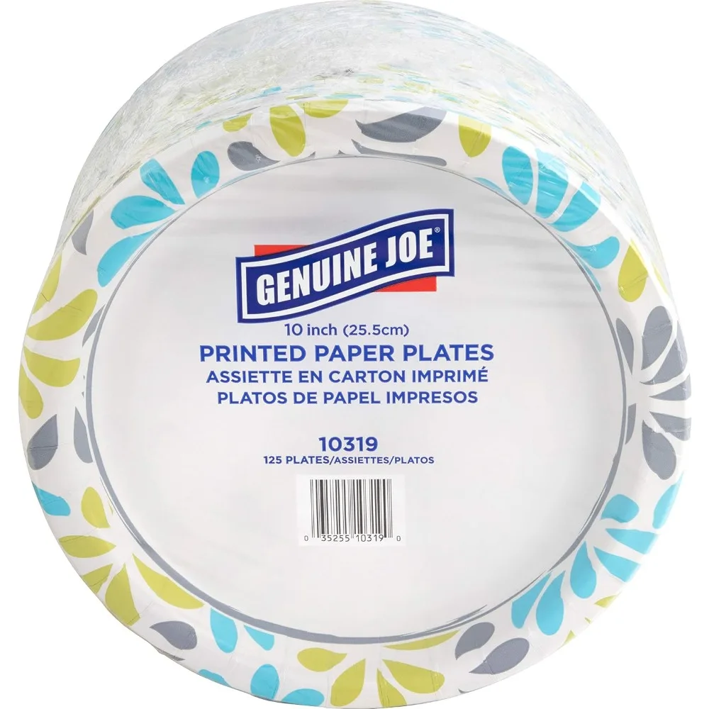 Printed Paper Plates 10 Inch Bulk Pack of 500 Disposable Plates for Parties Events Daily Use