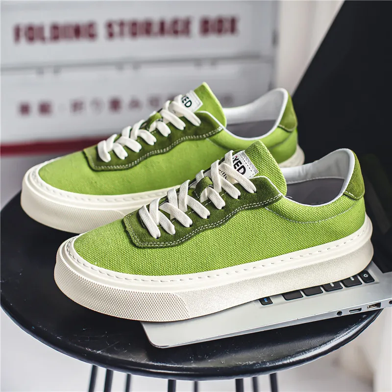 

Fashion Sneakers Men Canvas Shoes Breathable Cool Street Shoes Male Brand Sneakers Black Yellow Green Mens Causal Shoes