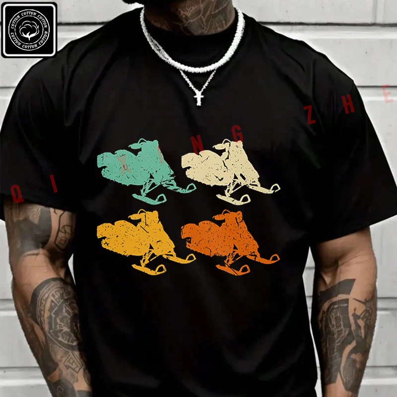 

Snowmobile Motor Sled Moto T Shirt Men's Cotton Casual Fashion Short Sleeved Round Neck T-shirt Tee