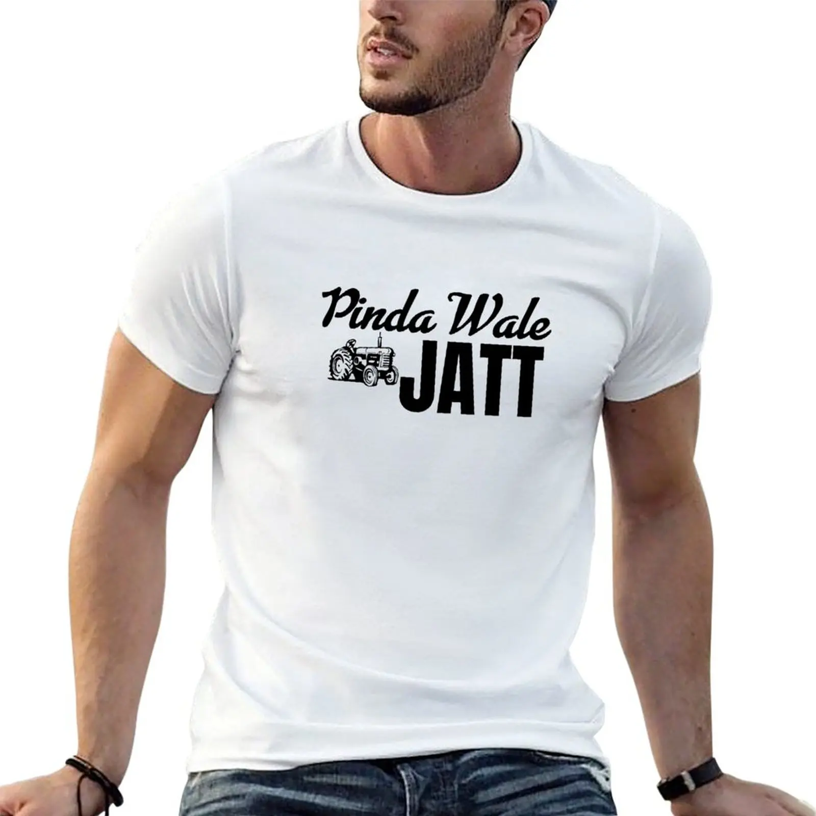 Camiseta masculina com estampa Punjabi (Pinda Wale Jatt), camiseta gráfica de algodão, camiseta masculina de algodão