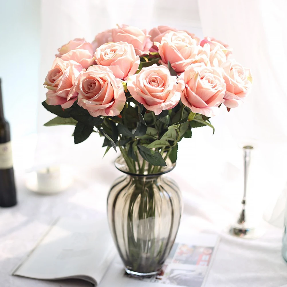 

Artificial Rose Buds Flowers Fake Roses with Stem Bouquet Single for Decoration
