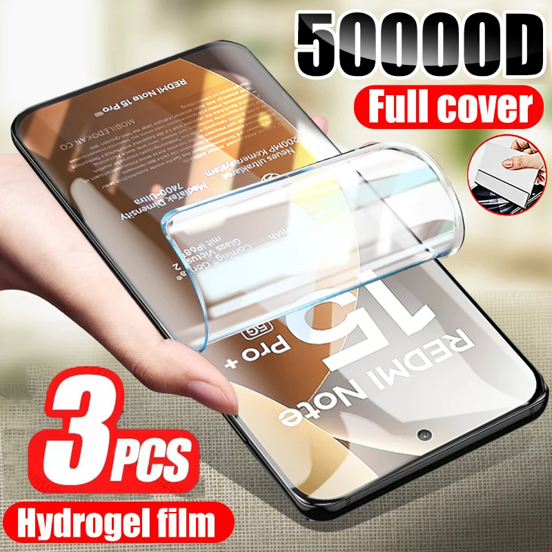 

3Pcs Hydrogel Film For Xiaomi Redmi Note 15 14 13 12 11 10 9 Pro Plus Screen Protector For Redmi Note 14S 12S 11S 10S Soft Film