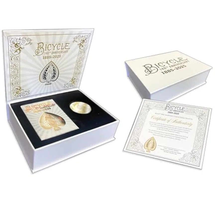 

Bicycle 140th Anniversary Limited Edition Exclusive Playing Cards Set with 1 oz Pure Gold 1 oz.999 Fine Silver or Bronze Commem