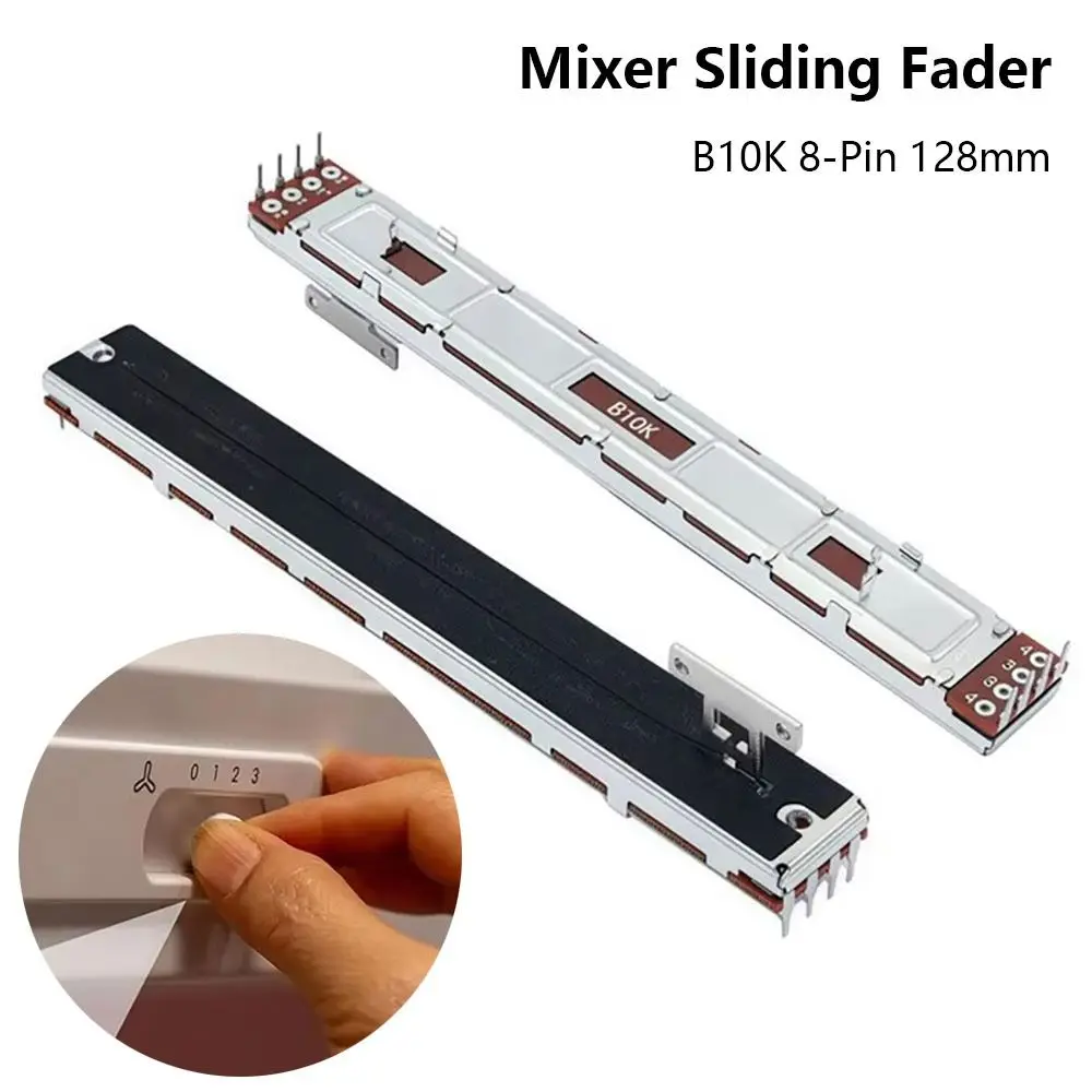 1Pcs New B10K Mixer Fader 8-Pin T-Handle 128mm Linear Fader Slider Straight Sliding Plastic Sliding Fader for Audio Mixing Setup