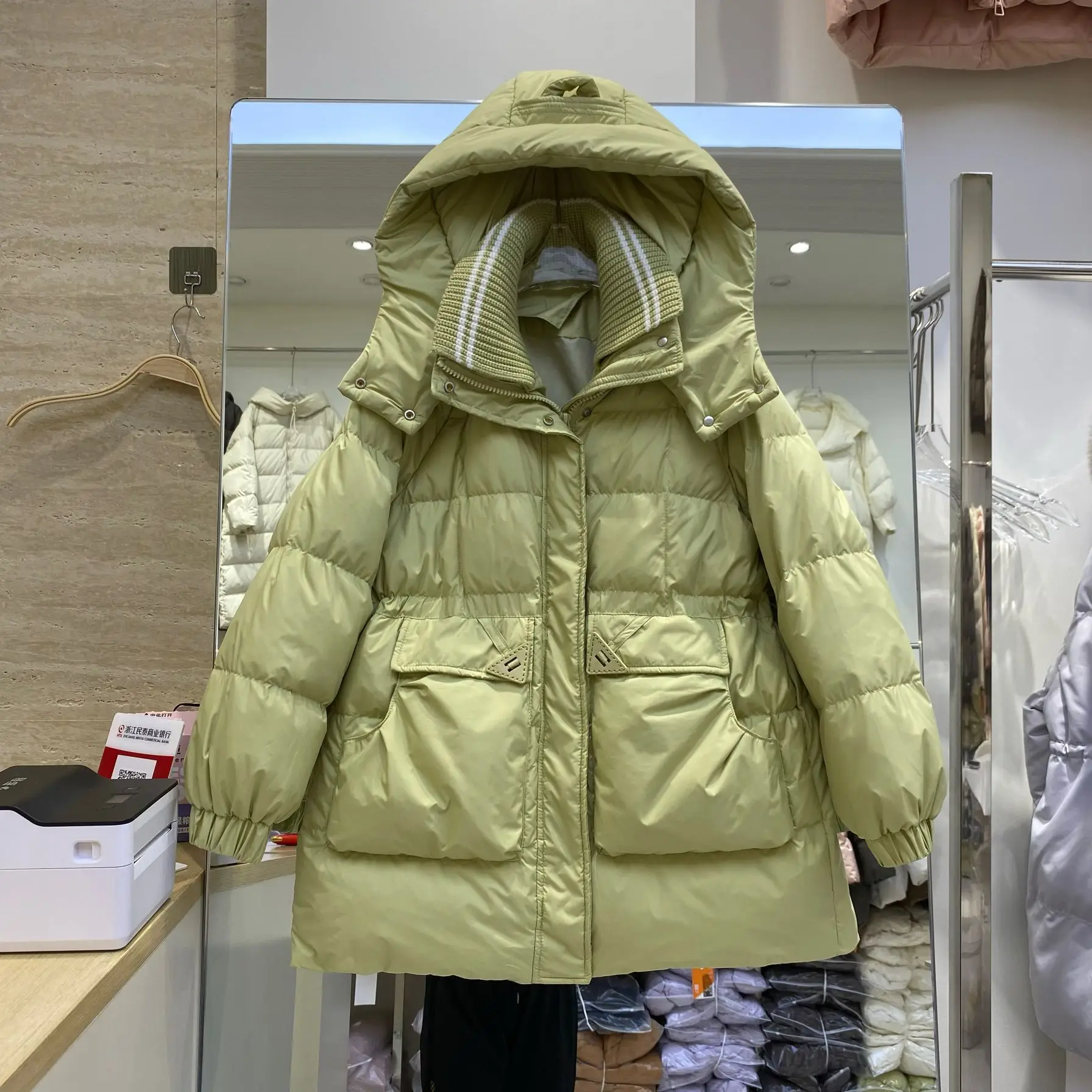 2025年新作 冬 レディース ダウンジャケット ゆったり 通勤 スプライシング フード付きジャケット