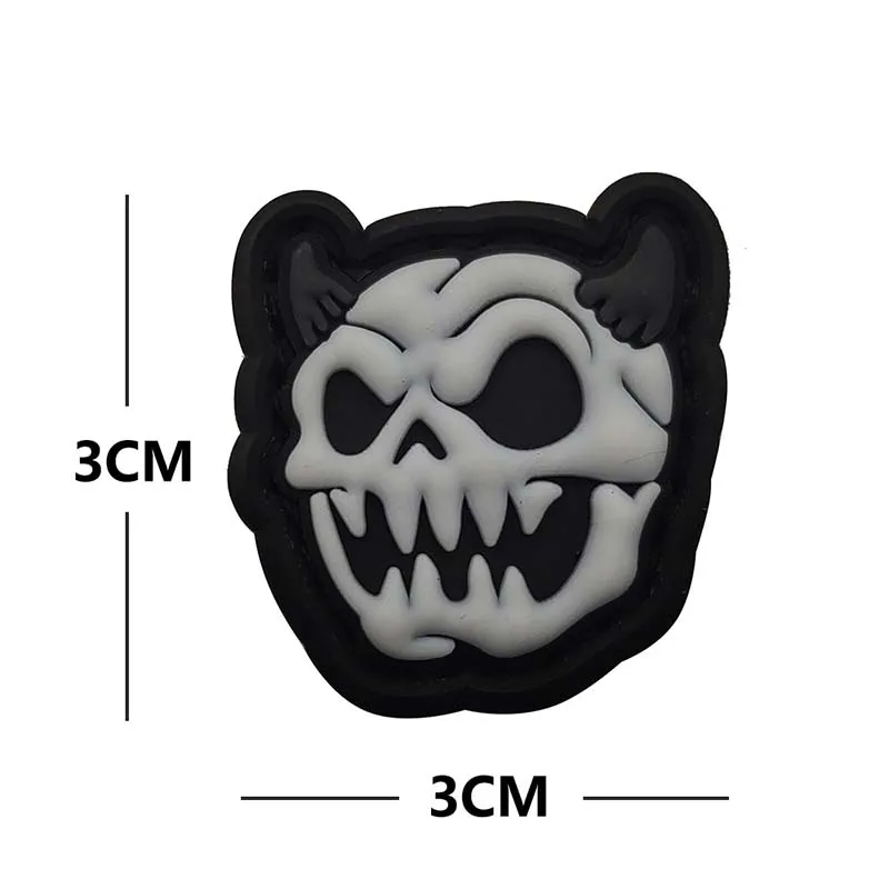 2 Stück/Set, Totenkopf-Dinosaurier-Moraleabzeichen, 3D-PVC-Aufnäher mit Haken, taktisches Gummiemblem, militärischer Aufkleber für Rucksack, Mütze, Jacke. – Detail 8