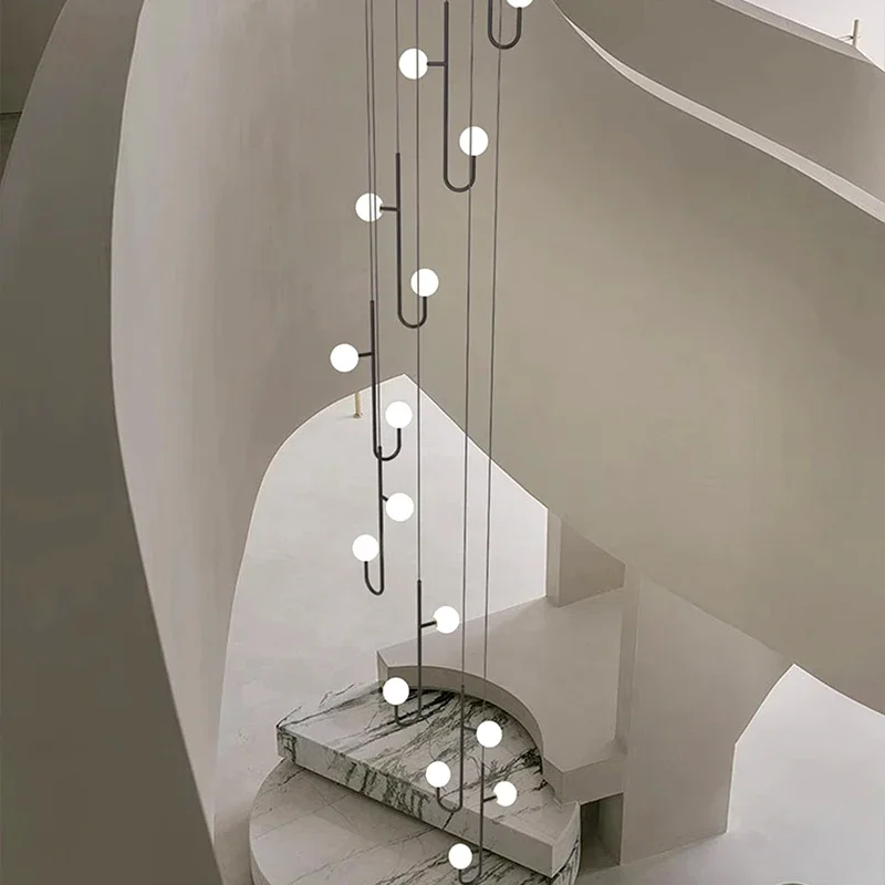 

Modern ring stairs led lights pendant lamps for living room Chandeliers dining hanging indoor ing