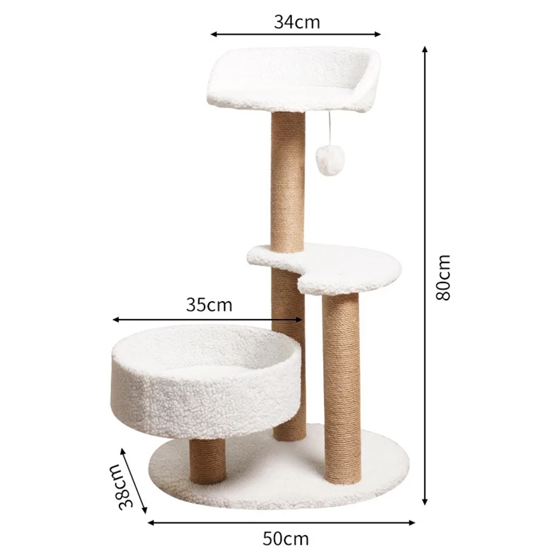 Pet Climbing Frame for Cats, White Tree House, Scratching Post, Cat Tower Furniture, Interactive Toys Accessories, Game Park