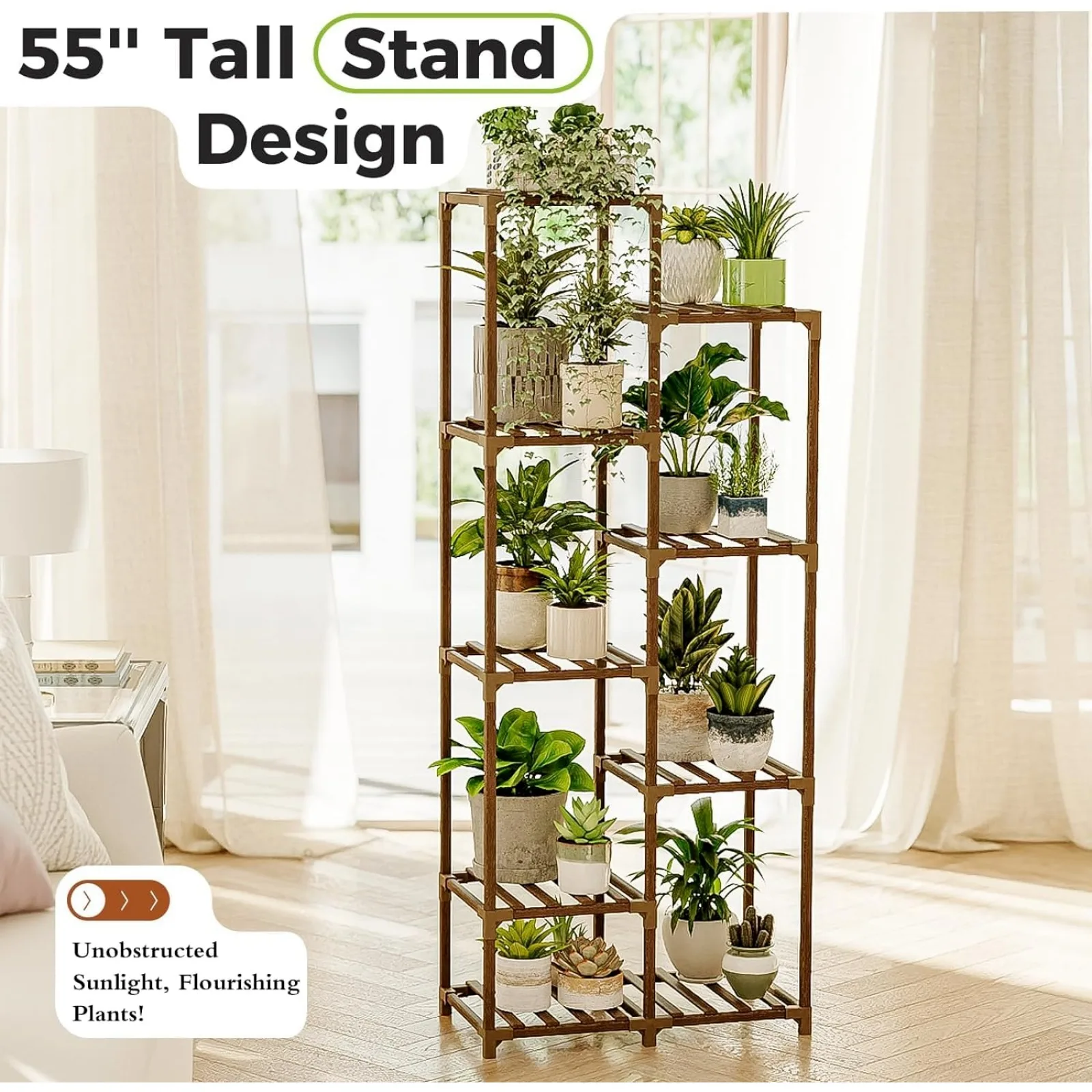 US Plant Stand Indoor Tall Plant Shelf Outdoor Corner Plants Table Wood Flower Stan