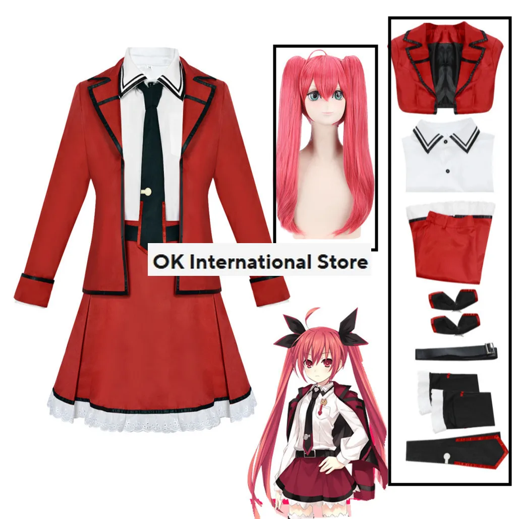 Anime DATE A LIVE Kotori Itsuka Cosplay Costume Wig Set Chool Girl JK Uniform Wig Halloween Party Full Set Fancy Dress Suit