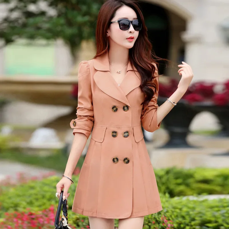 Primavera otoño de talla grande Casual adelgazante abrigo de mujer nueva gran oferta de la temporada moda prendas de vestir exteriores largas versátiles para damas en 3