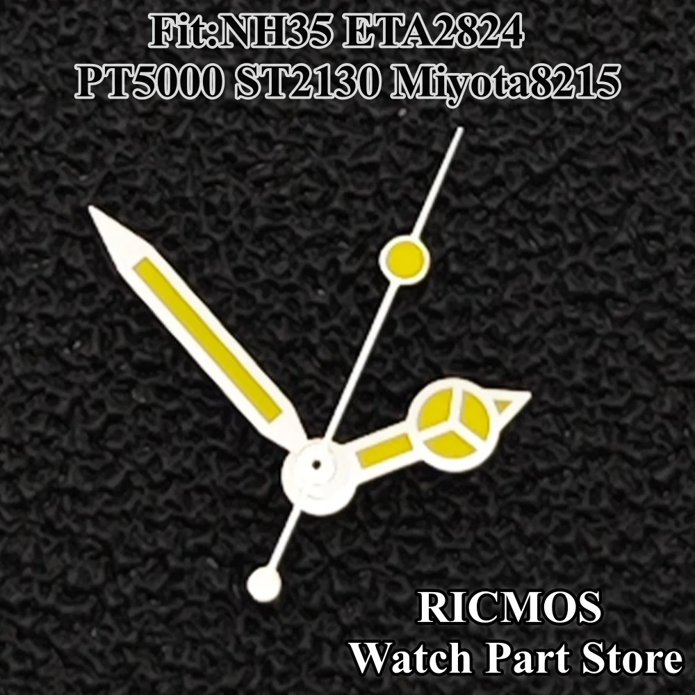Green Glow in the Dark Modified Watch Silver & Yellow Hands Compatible with NH35 ETA2824 ST2130 PT5000 Miyota8215 Movements