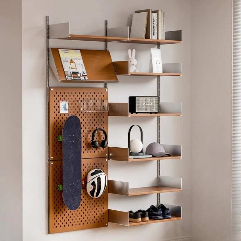 Mid-Century Wall Rail Floating Shelf Small Space Modular Display Storage System Wall Mounted Bookcase Unit DIY Living Room Decor