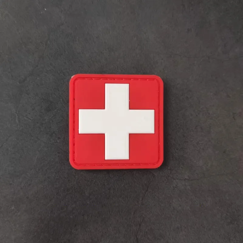 Red Cross Rescue Morale Badge PVC Outdoor First Aid Backpack Patch First Aid Identification Clothing Logo