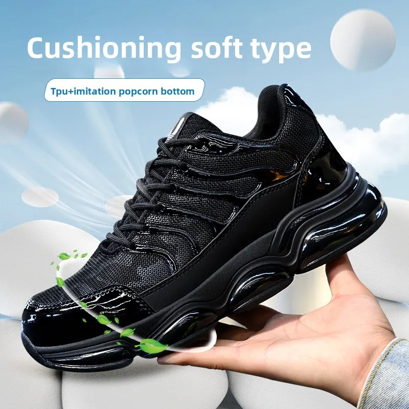 Men Steel Toe Anti Smashing Anti Puncture Safety Work Shoes Light Weight Breathable Dirt Resistant Soft Cushion Non Slip