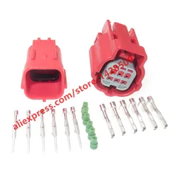 1 Set 6 Pin MWTRB-06-1A-R MWTPB-06-1A-R Interface Docking Connector Red Auto Plastic Housing Waterproof Wiring Socket