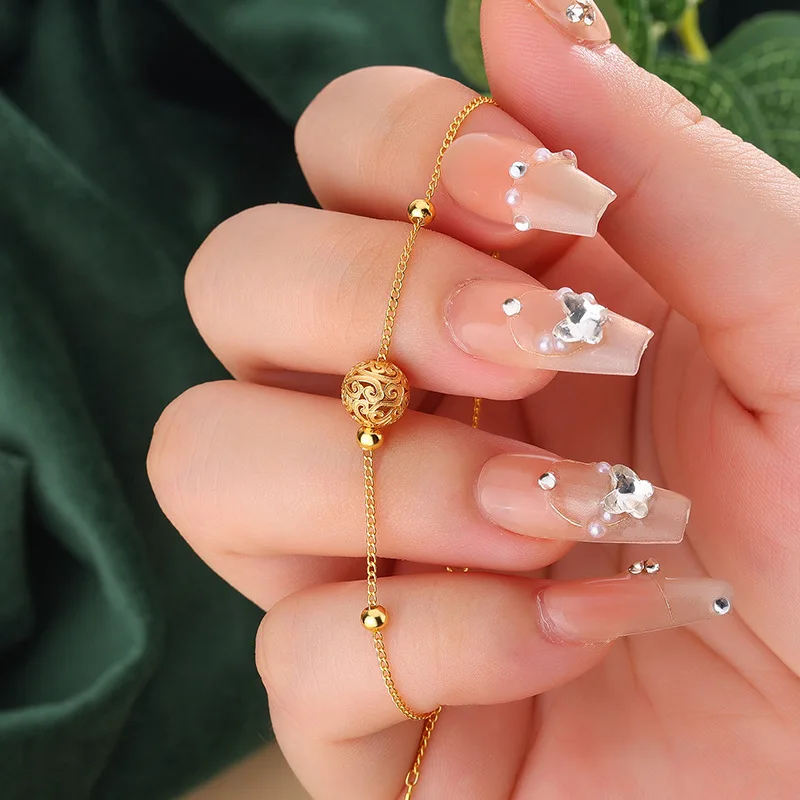 

Браслет-талисман из серебра S925 с изысканной филигранной вышивкой и бусинами, регулируемый, в китайском винтажном стиле, для женщин, новинка, ювелирное украшение