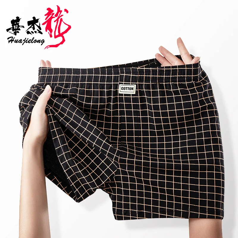 

Men's Underpants New Cotton Men's Plaid Boxer Shorts Cotton Boxer Shorts Loose Thin Breathable Aro Pants Sexy