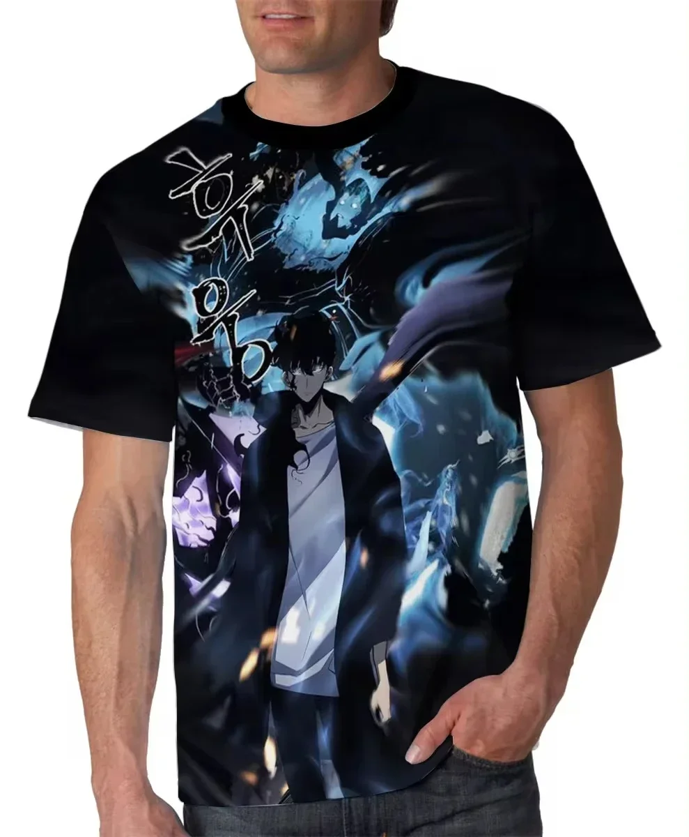 Summer Solo Level Anime 3d Printed Men's T-Shirt Street Fashion Oversized Men's Short Sleeved Casual Round Neck Men's Top