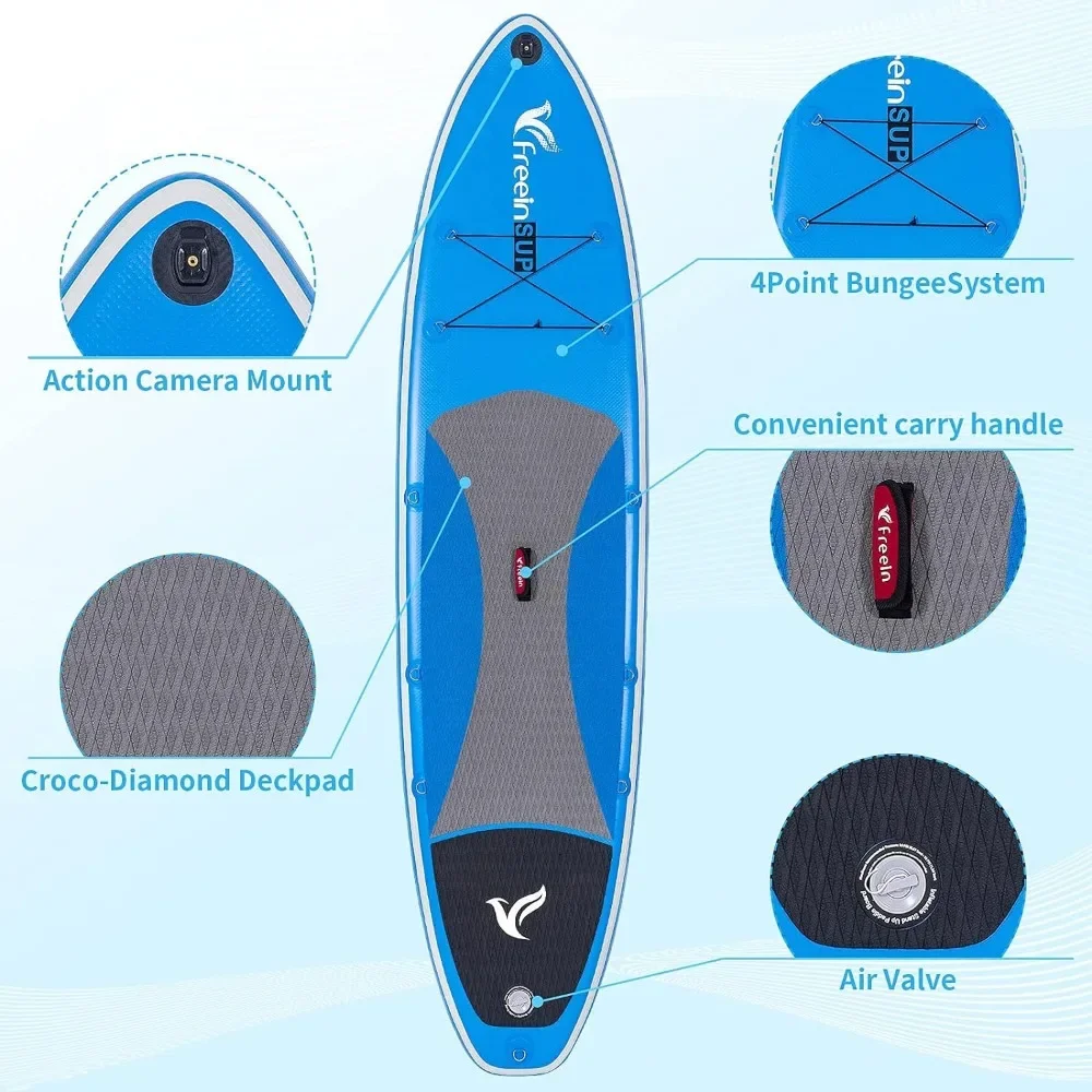 Up Paddle Board Kayak SUP Inflatable Stand up Paddle Board SUP 10'/10'6”x31 x6, 2 Blades Paddle, Dual Action Pu