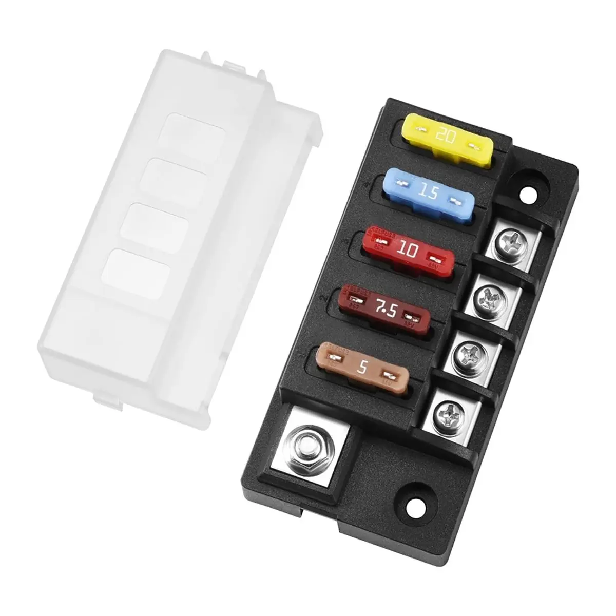 A45I 4 Circuit Blade Fuse Box, 150A Total, 12V/24V/48V DC Distribution for Automotive & EV Auxiliary