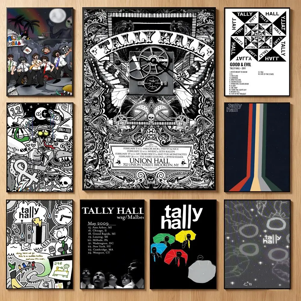 Quirky Band T-Tally Hall Poster Classic Self-Adhesive PP Wall Sticker for Living Room Bar Decor Gift