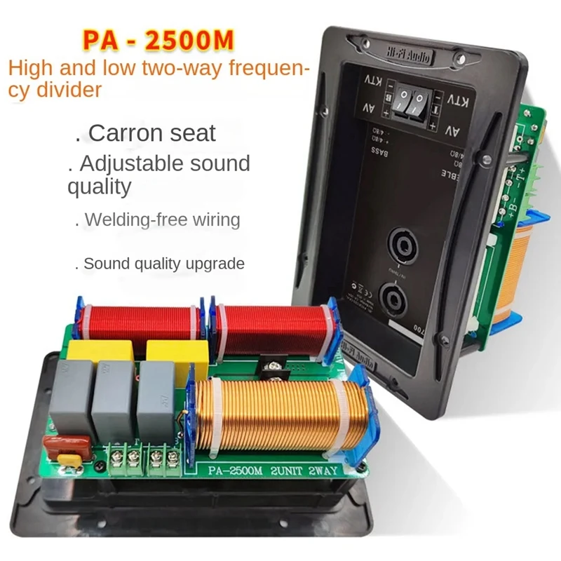 2-Way Audio Frequency Divisor, 800W, 2 Unidade Filtros Crossover, HiFi Home Theater, fácil instalação, graves agudos, DIY