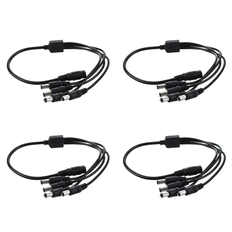 ABGI-4X 1 a 4 DC Power 4 portas divisor adaptador cabo câmera CCTV