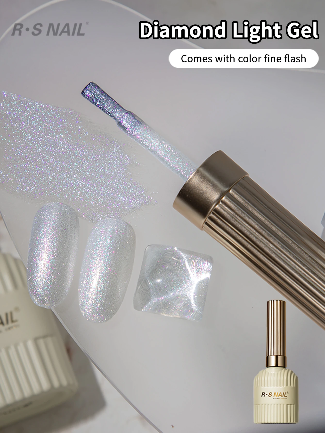 RS NAIL 10g Sparkling Glitter Gel Nail Polish Reflective Diamond Light Gel Soak Off UV LED Semi-permanent Nail Art Gel Varnish